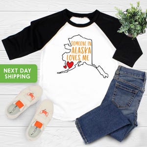 Someone In Alaska Loves Me Shirt, Alaska Kids Shirt, Loved Toddler Shirt, Cute Baby Gift, State Baseball Tee
