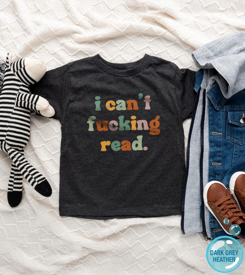 I Can’t Fucking Read Onesie®, Funny Baby Shower Gift and Sarcastic Kids Shirt zdjęcie 5