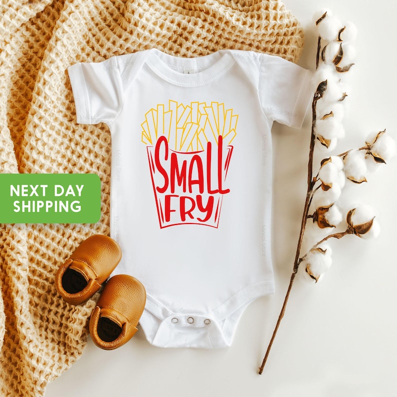 Cute "Small Fry" Baby Onesie® Funny Baby Onesie® Hipster Baby Onesie® Cute Baby Onesie® image 1