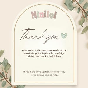 a message of gratitude from a small shop owner to a customer, expressing their appreciation for the customer's order and the care taken in packaging each item.