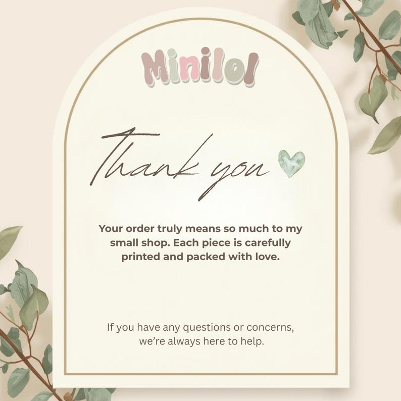 a message of gratitude from a small shop owner to a customer, expressing their appreciation for the customer's order and the care taken in packaging each item.