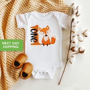 Fox First Birthday Onesie® Woodland Birthday Outfit, One Shirt, Fox Birthday Party Shirt, First Birthday Shirt, Fox Party