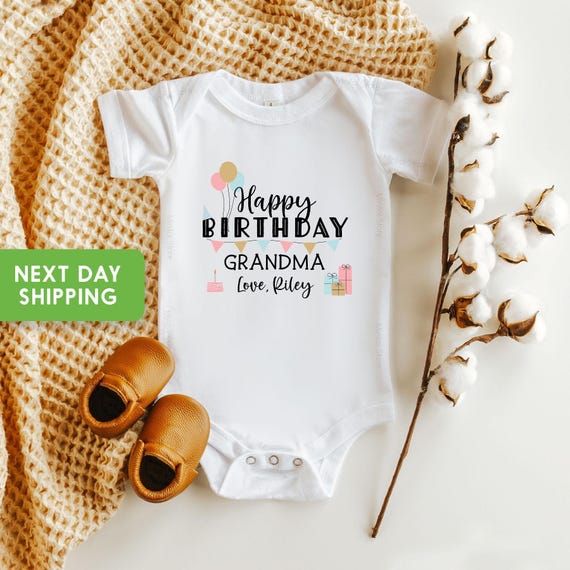 Grandma's Boy Baby Bodysuit - Happy Birthday Grandma Onesie - Unisex Infant Clothes
