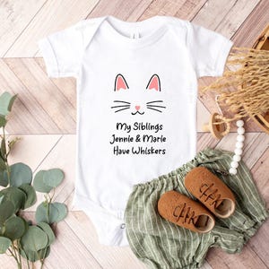 My Siblings Have Whikers Onesie®, Cat Lover Onesie® For Boy Or Girl, Cute Baby Clothes, Personalized Cat Baby Bodysuit, Cat Lover Onesie®
