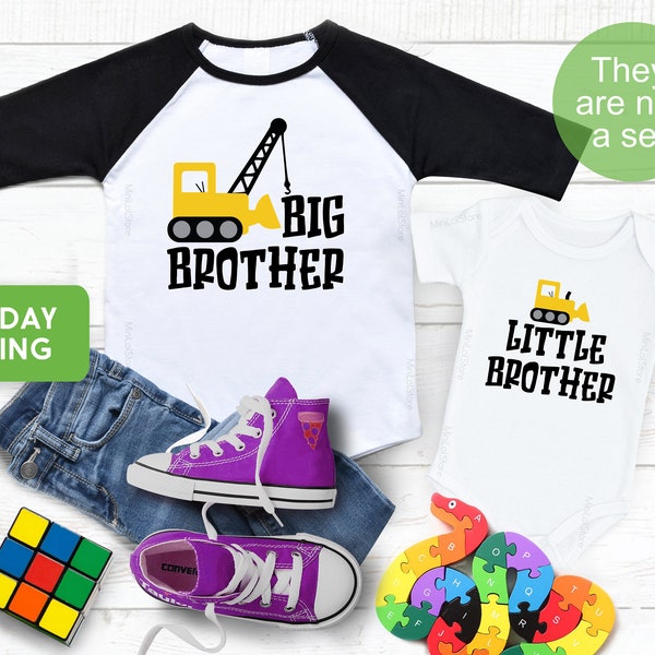 Big Brother Little Brother Shirts, Little Brother Bodysuit, Big Brother Shirt, Digger Shirt, Matching Outfit, Construction, Kid Onesie®