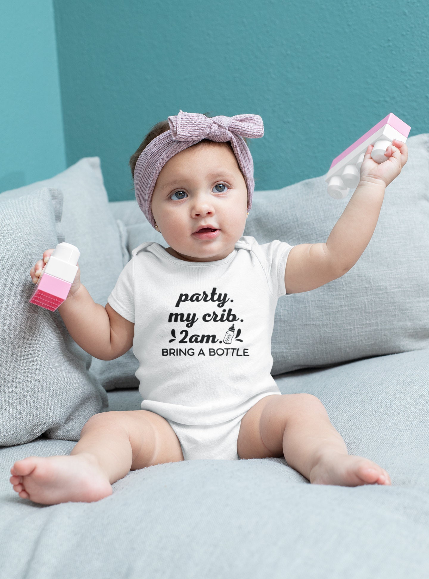 Party At My Crib Funny Baby Bodysuit Newborn Infant Onesie Baby