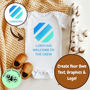 Custom Logo Onesie®, Custom Text Printed, Custom Company Logo Printed, Your Design or Logo Printed Directly Onto a Bodysuit, Custom Text