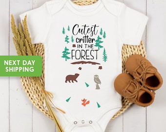 Cutest Critter In The Forest Onesie®, Woodland Animals Bodysuit, Cute Baby Shower Gifts, Woodland Animals Shirt, Woodland Newborn Baby Gifts