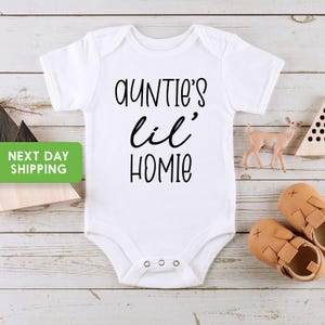 Auntie&#39;s Lil&#39; Homie Baby Onesie®, Girl Or Boy Outfit, Baby Outfit From Aunt, Cute Nephew Gift, Niece Gift, New Baby Clothing