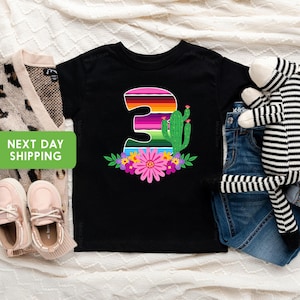 Fiesta 3rd Birthday Shirt, Fiesta Third Birthday Shirt, Girl Fiesta Three Birthday Shirt, Serape Theme Outfit