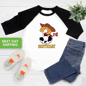 Cowboy Birthday Shirt, Third Birthday Boy Shirt, Raglan Woody Birthday Shirt, Cowboy Birthday  Party Shirt