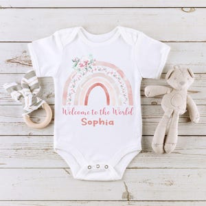 Personalised Welcome to World Babygrow, New Girl Gift, Coming Home Gift, New Baby, Pregnancy Announcement Onesie®