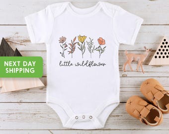 Little Wildflower Baby Bodysuit, Flower Baby Outfit,  Boho  Girl Clothes, Girl Outfit, Boho Baby Clothes, Baby Shower Gift Girl