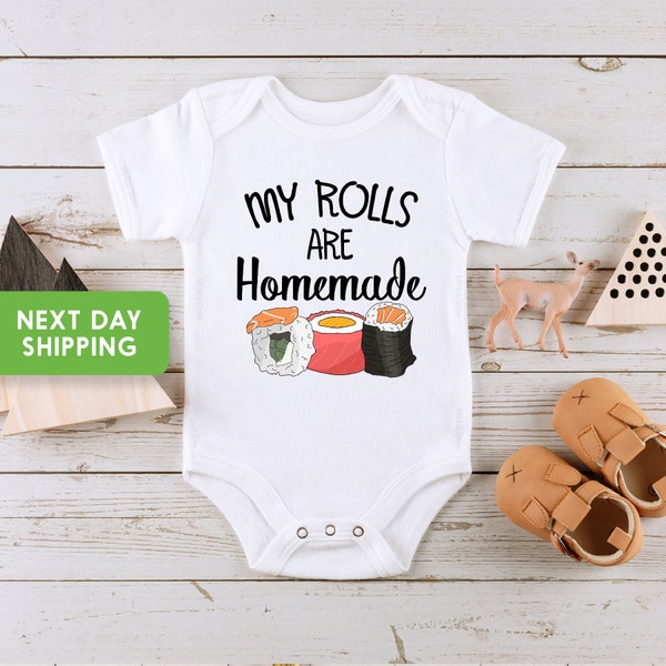 Cute Food Onesie®, My Rolls Are Homemade Baby Onesie®, Sushi Baby Bodysuit, Food Baby Bodysuit, Sushi Baby Onesie®, Cute Baby Onesie®