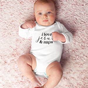 I Love Jesus & Naps Onesie®, Christian Baby Bodysuit, Cute Religious Baby Shower Gift image 7