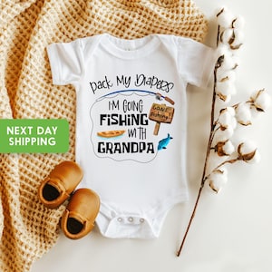 Grandpa&#39;s Fishing Buddy Baby Onesie® Grandpa Baby Shower Gift, Grandfather Shirt, Grandson Baby Bodysuit, Granddaughter Gift