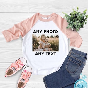 Personalized Kids Photo T-shirt, Childrens Custom Photo and Text Shirt image 6