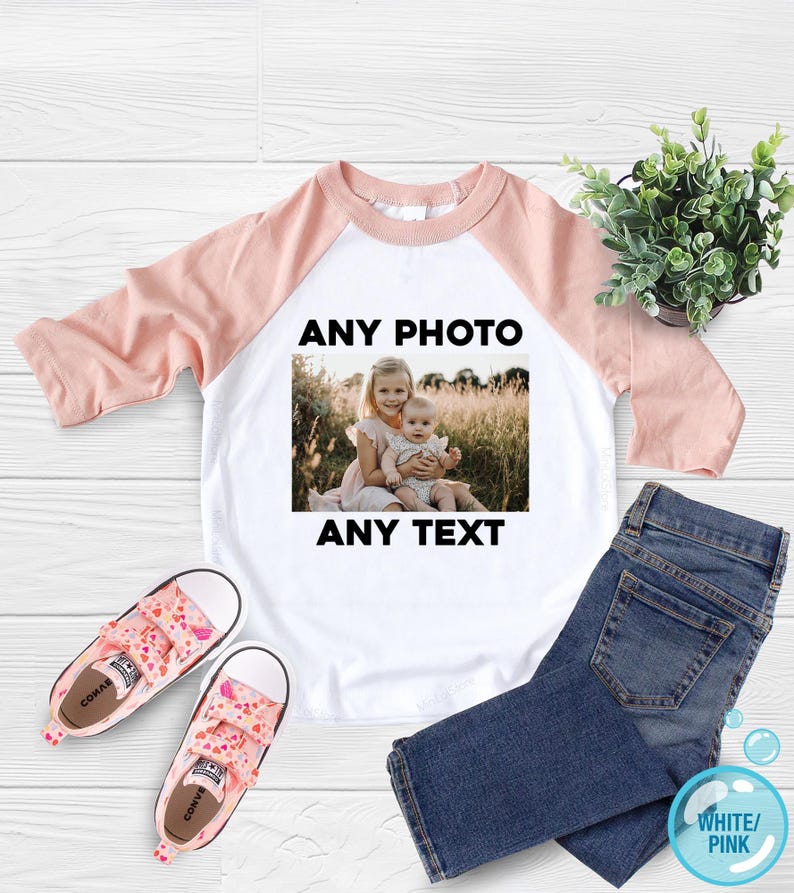 Personalized Kids Photo T-shirt, Childrens Custom Photo and Text Shirt image 6