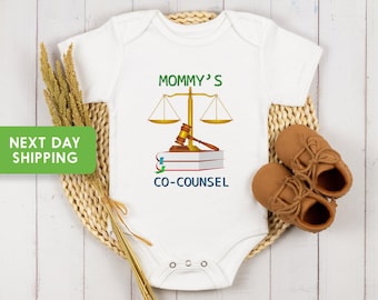 Mommy's Co-Counsel Onesie®, Funny Lawyer Baby Bodysuit, Cute Baby Clothing, Baby Shower Gift, Toddler, Little Lawyer Raglan Kid Shirt