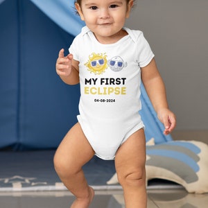 My First Eclipse Onesie®, 8th of April, Baby Outfits for the Eclipse, Eclipse Baby Keepsake, Eclipse Onesie® for Baby, Kids Eclipse Shirt image 3