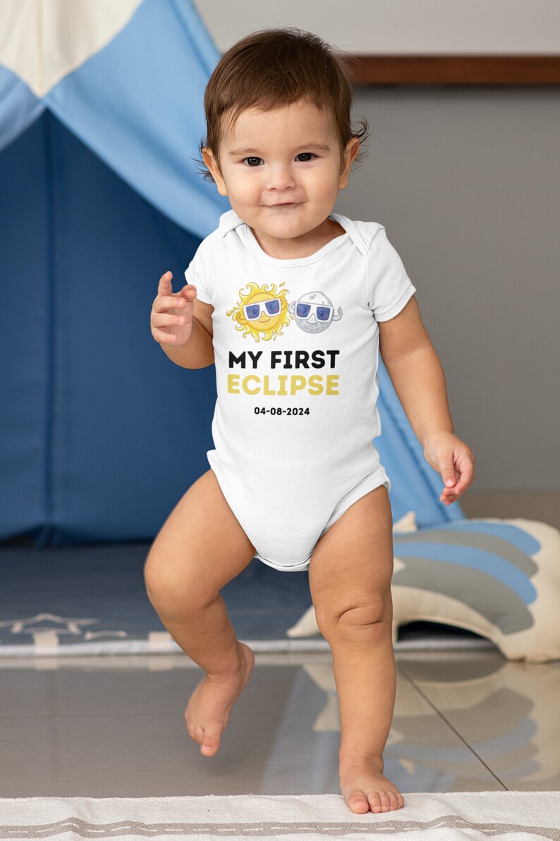 My First Eclipse Onesie®, 8th of April, Baby Outfits for the Eclipse, Eclipse Baby Keepsake, Eclipse Onesie® for Baby, Kids Eclipse Shirt image 3