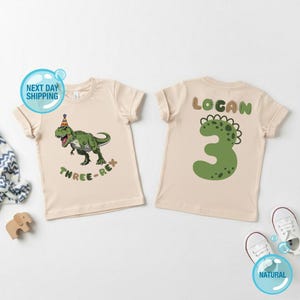 Personalized Dinosaur Birthday Shirt, Custom Age 3rd Boy Rex Party Tee