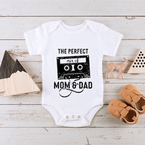 Funny Baby Onesie®, Perfect Mix of Mom and Dad Baby Onesie®, Funny Retro Mixtape Bodysuit,  Music Bodysuit