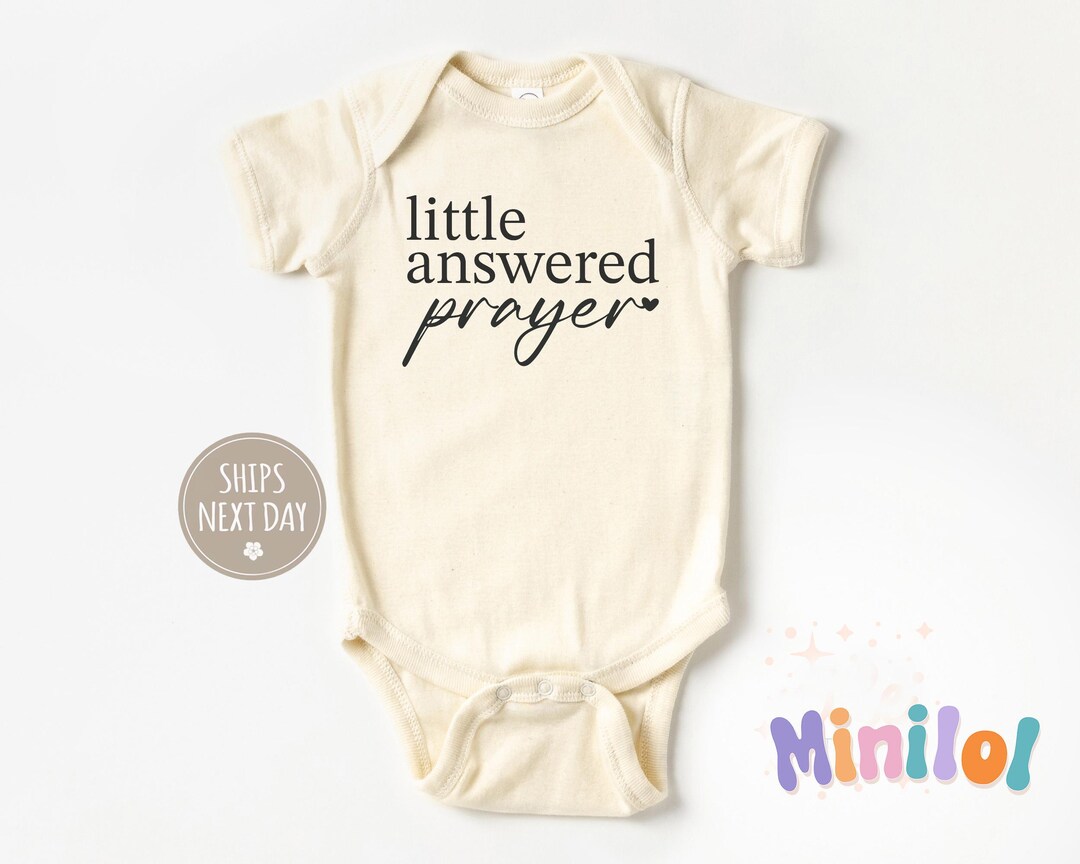 Little Answered Prayer Baby Onesie Cute Religious Natural Bodysuit
