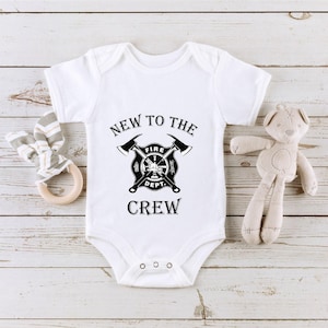 Cute New to the Crew Bodysuit, Firefighter Baby Onesie®, Fireman Baby Onesie®