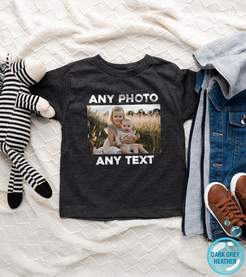 Personalized Kids Photo T-shirt, Childrens Custom Photo and Text Shirt image 4