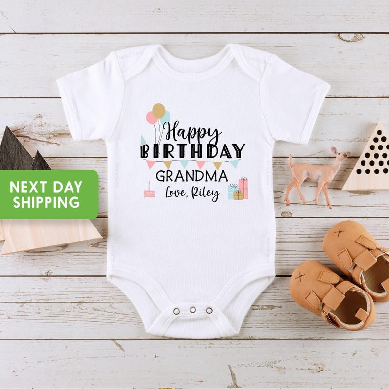 Happy Birthday Grandma Onesie®, Grandma Birthday Shirt, Grandma Baby Clothes, Birthday Present Onesie®, Unisex Baby Clothes, Grandma Onesie® Bild 2