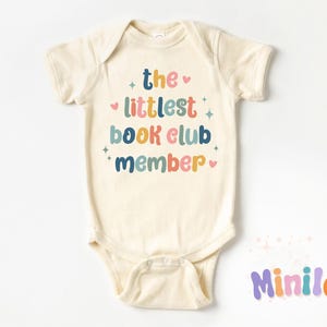 Littlest Book Club Member Onesie®, Girl Book Lover Bodysuit, Baby Reader Outfit, Natural Onesie®, Cute Baby Gift, Book Lover Kids Gifts