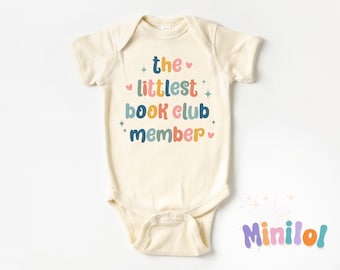 Littlest Book Club Member Onesie®, Girl Book Lover Bodysuit, Baby Reader Outfit, Natural Onesie®, Cute Baby Gift, Book Lover Kids Gifts