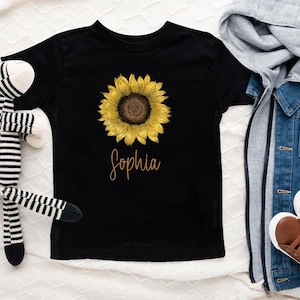 Sunflower Themed Toddler Shirt, Personalized Name Sunflower Toddler Shirt, Personalized Name Sunflower Toddler Gift, Girl Gift