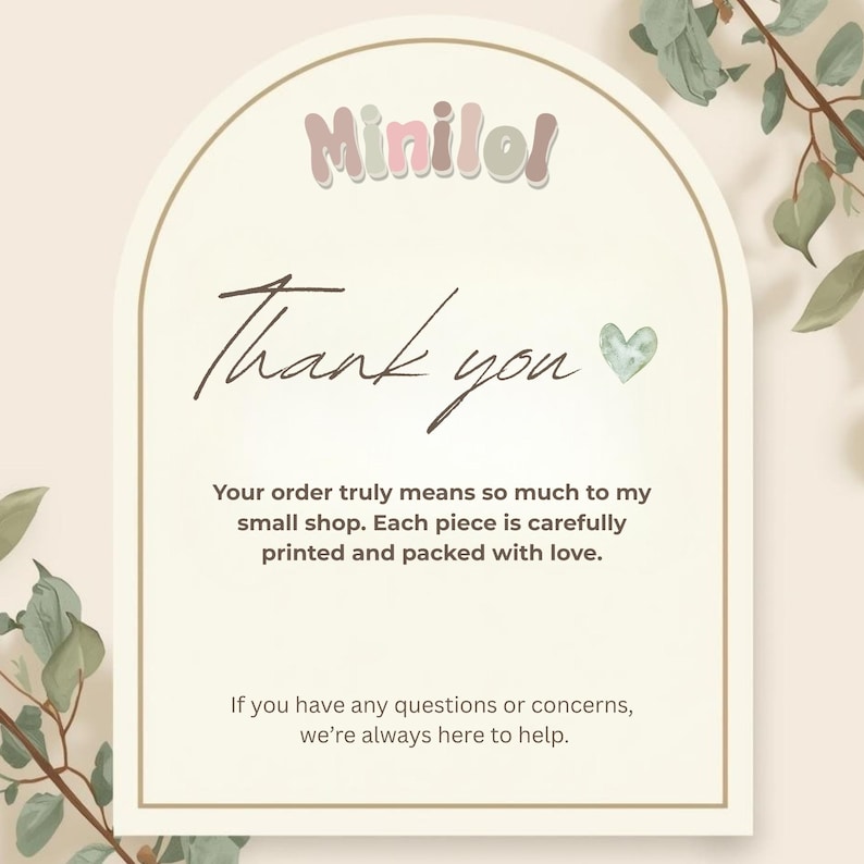 a message of gratitude from a small shop owner to a customer, expressing their appreciation for the customer's order and the care taken in packaging each item.