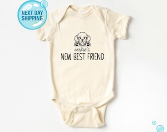 Body para mejor amigo, body personalizado para bebé, camiseta "Protected by Dog", regalo para baby shower, regalo para niño, nombre personalizado para perro, camiseta para amantes de los perros