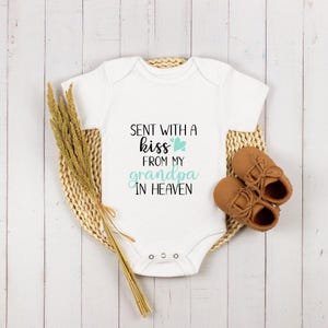 Personalized Baby Onesie®, Custom Sent With A Kiss From My Grandpa Grandma In Heaven Baby Onesie®, Guardian Angel Bodysuit, Baby Shower Gift