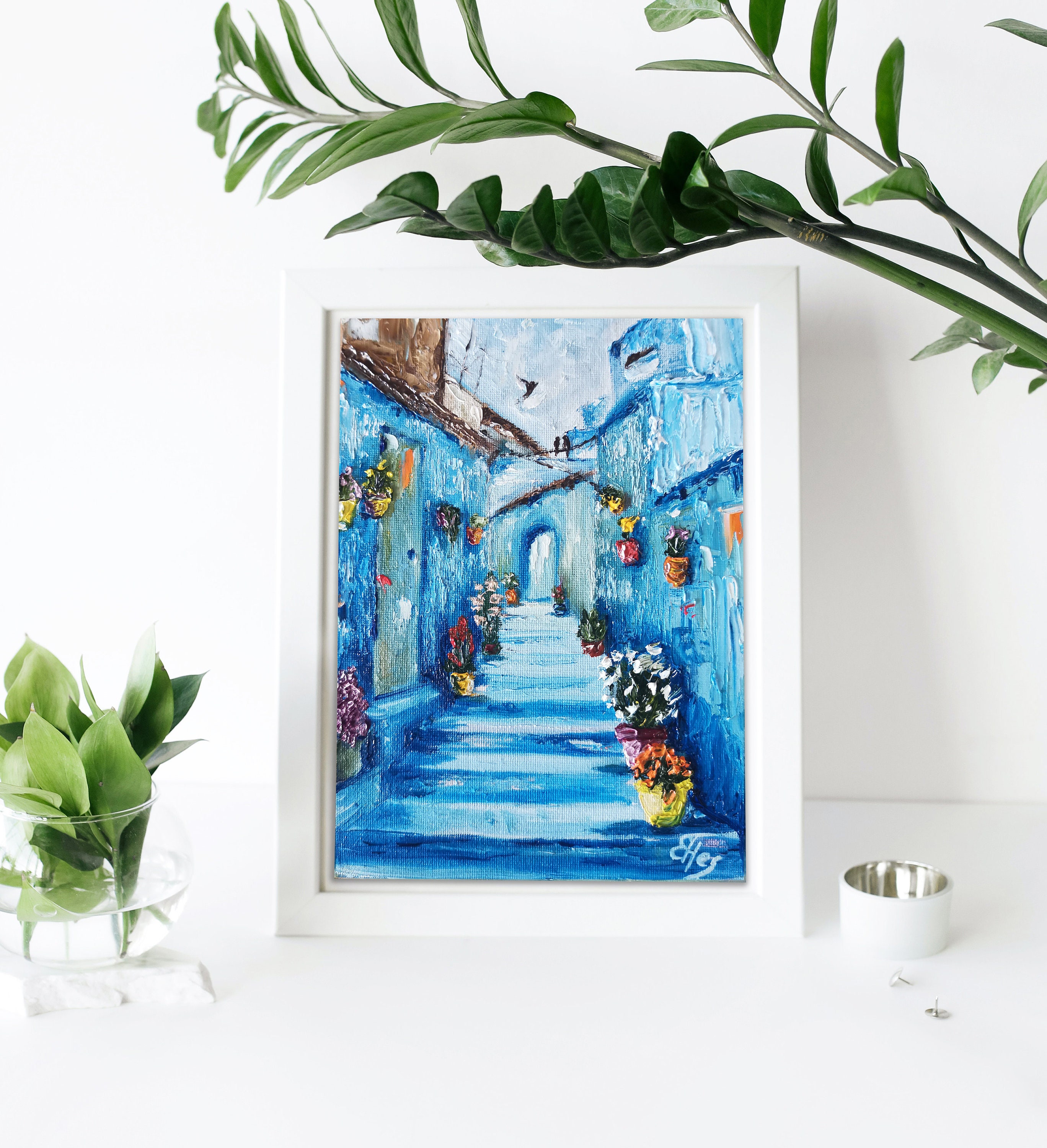 Treppen Gemälde Stadt Öl Malerei Stadt Landschaft Bild Wand | Etsy