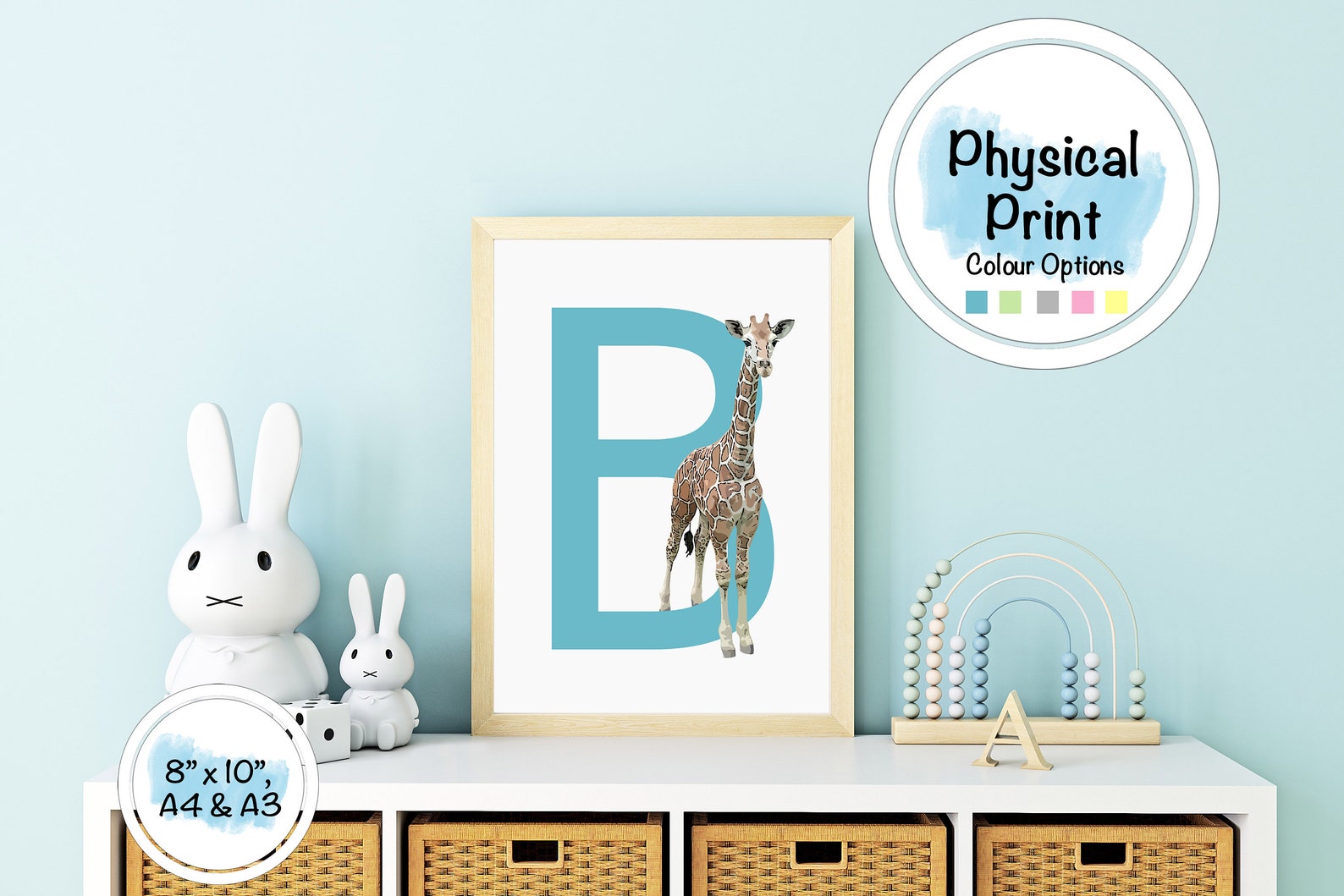 Letter B Print Nursery Initial Wall Art Print Playroom Etsy