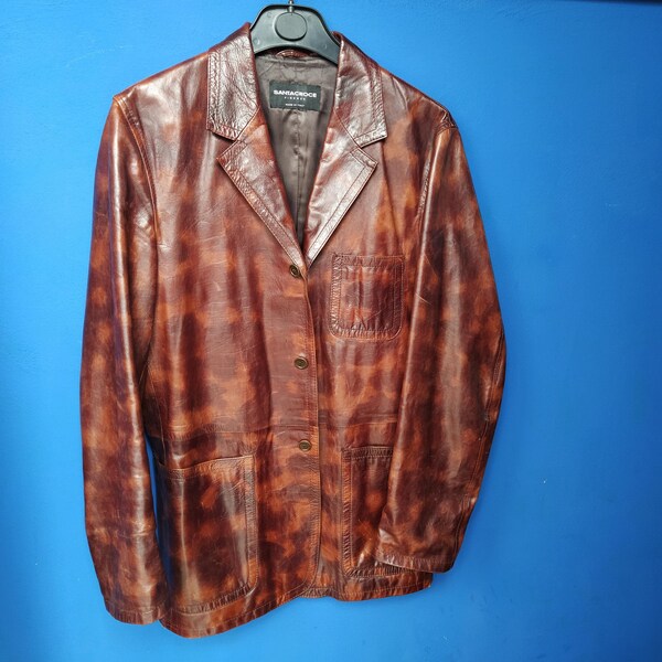 Vintage Herren Lederjacke, Größe 48, gefleckt Kupfer Farbe
