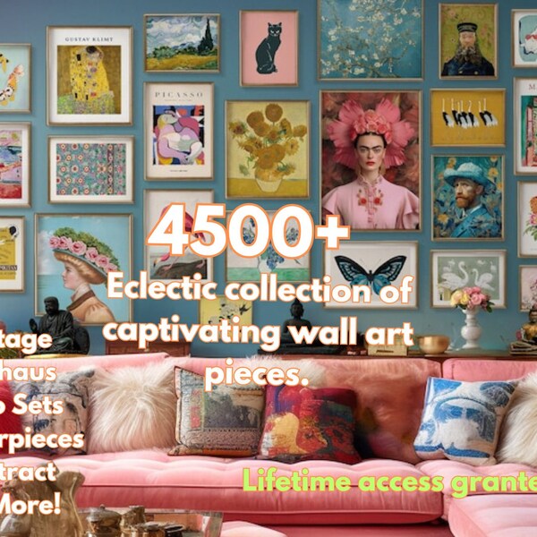 4500+ Eclectic Wall Art Prints, Digital Prints, Bohemian Prints ,Colorful Bauhaus wall art, Matisse, Yayoi Kusama Prints, Famous Painting.