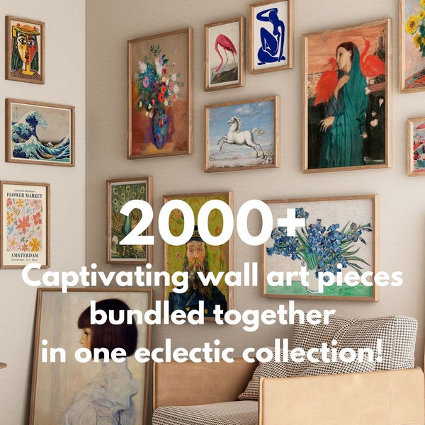 2000+ Maximalist Gallery Wall Set, Eclectic Quirky Wall Art, Printable Exhibition Posters Vintage Prints, Living Room Decor Digital Prints