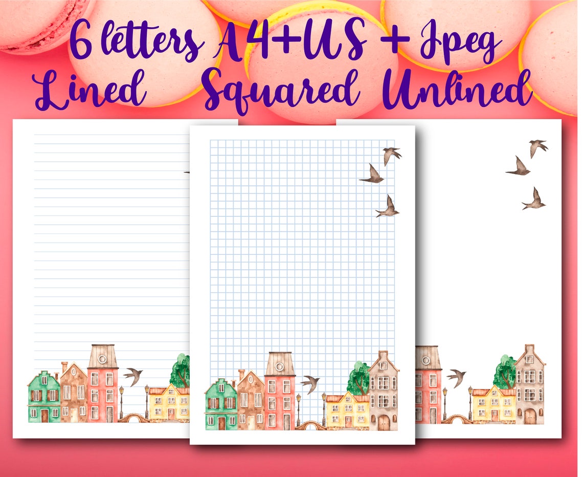 Printable Old houses Stationery Paper / A4 / US / Letter Etsy