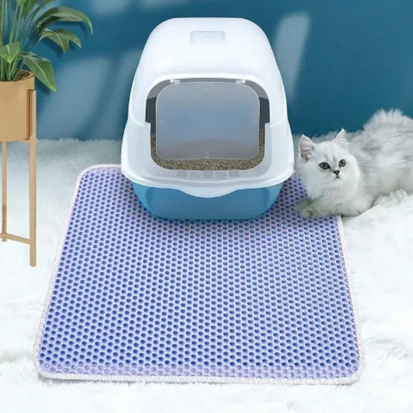 Tapis imperméable double couche pour litière pour chats - Antidérapant, lavable et efficace pour la collecte du sable