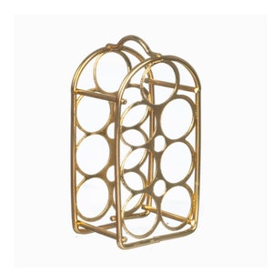 Dollhouse miniature brass wine rack; bar item, wine, alcohol, 1:12 scale