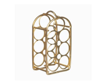 Dollhouse miniature brass wine rack; bar item, wine, alcohol, 1:12 scale