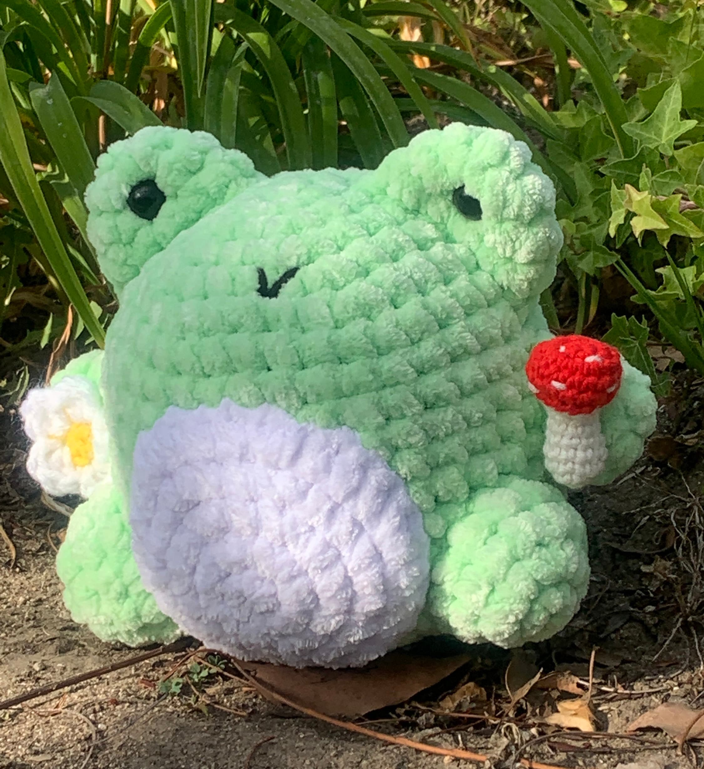 Crochet Frog with Mushroom and Flower Etsy
