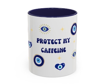 Onda ögat-kaffemugg: Skydda mitt koffein - Medelhavsdekor