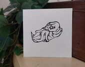 Netsuke Print - Octopus Grappling with a Fish