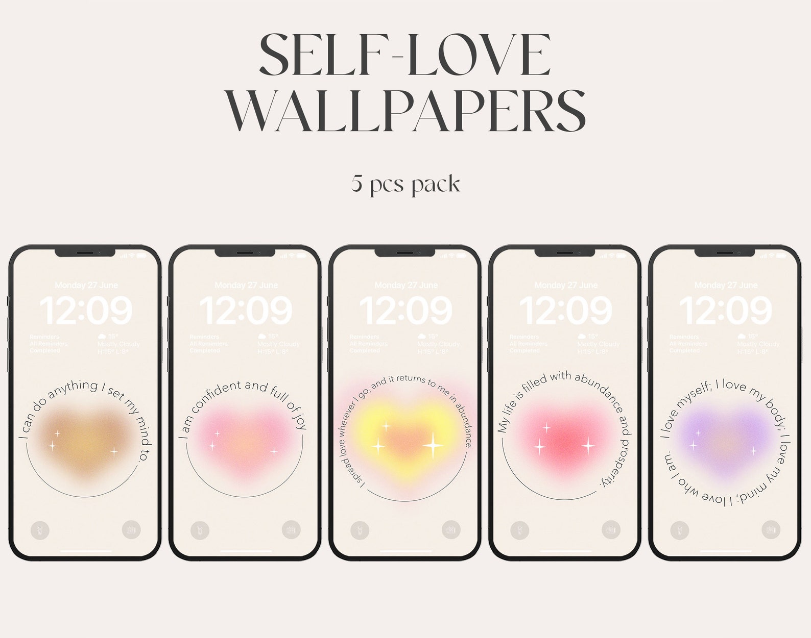 Selflove Iphone Wallpapers Gradient Wallpapers Ios 16 Etsy